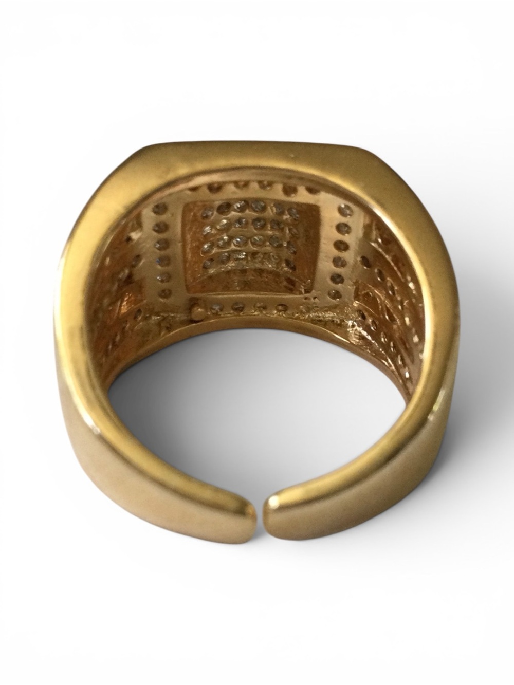 Iced‑Out CZ Pave Statement Cocktail Ring - Champagne Gold‑Tone - Sz 6 - NWOT - Picture 11 of 12
